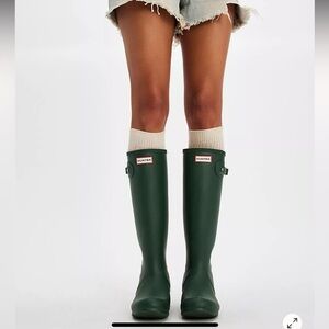 🆕 NWOB HUNTER Green Matte Original Tall Wellies Rain Boots Women’s Size 8